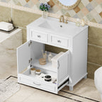Bathroom Vanity with Sink and Storage Cabinet - White, Blue, or Dark Green