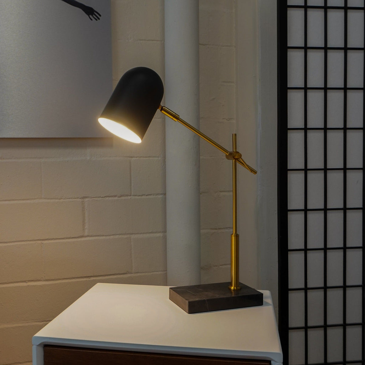 Lumora Table Lamp with Marble Base - Black