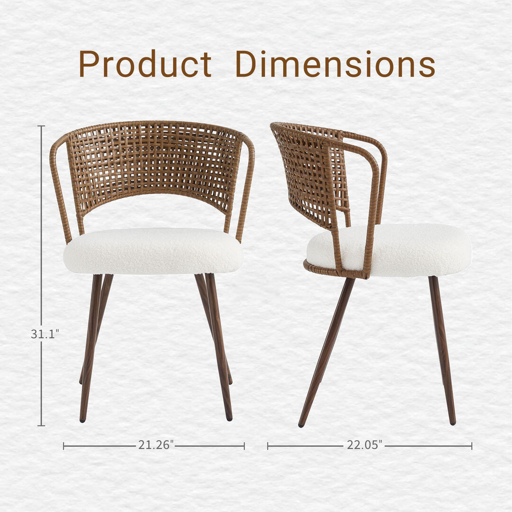 Farmhouse Style Wicker Dining Chair with Wing-Back Design - Light or Dark Brown