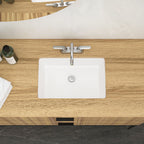 Modern Ceramic Rectangular Undermount Bathroom Sink with Overflow - White