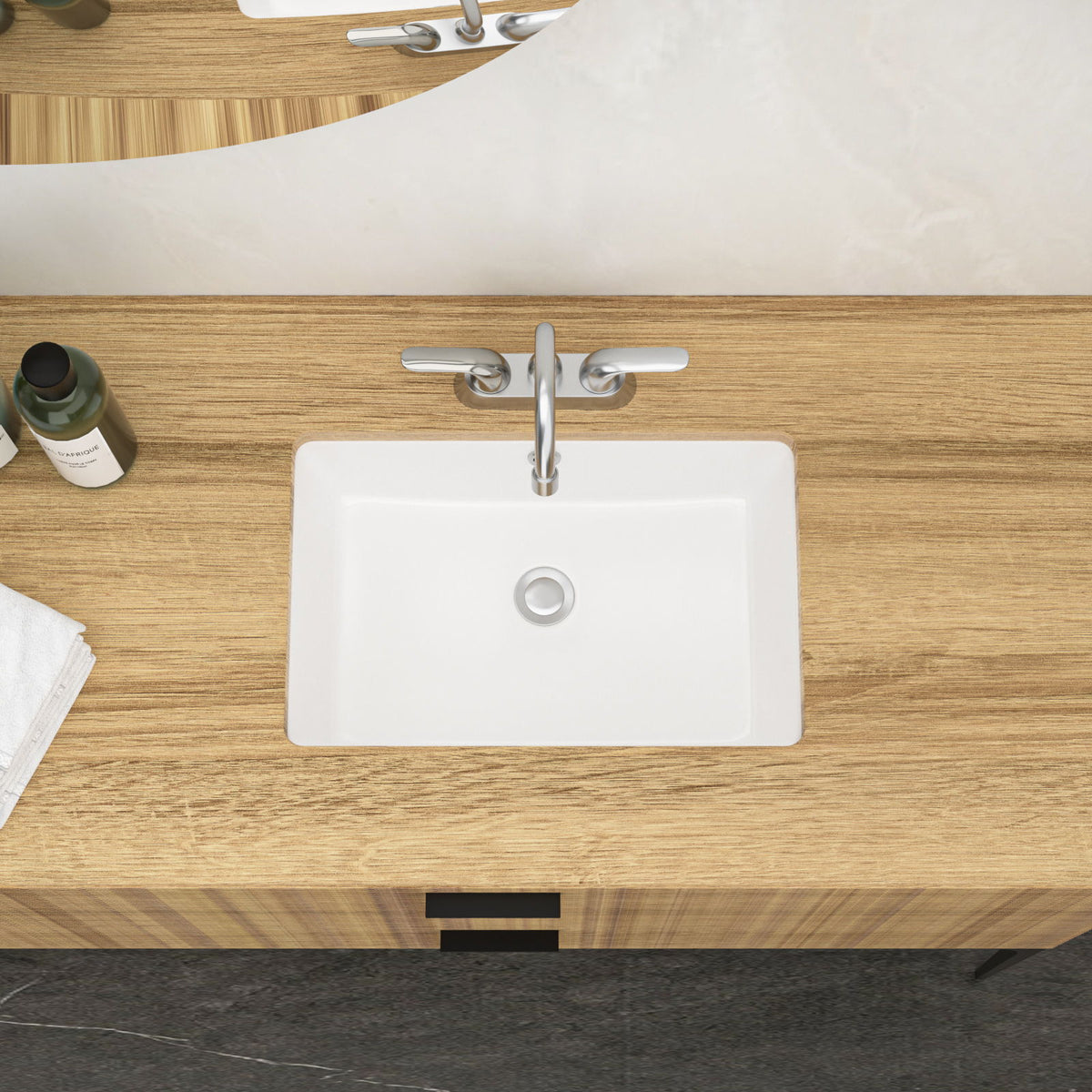 Modern Ceramic Rectangular Undermount Bathroom Sink with Overflow - White