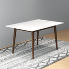 Rectangular Modern Dining Table with Solid Wood Construction – Dark Brown or White