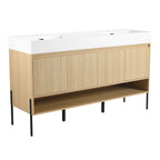 Modern Bathroom Vanity Combo with Single Resin Sink and Storage Cabinet - Light Brown