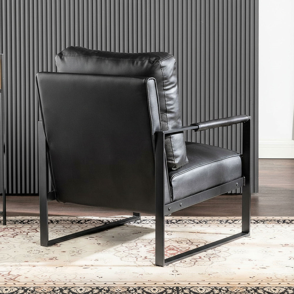 Classic Mid Century Modern Accent Chair with Square Metal Frame - Multiple Colors