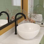 Oval Vessel Bathroom Sink with Stain-Resistant Ceramic - White