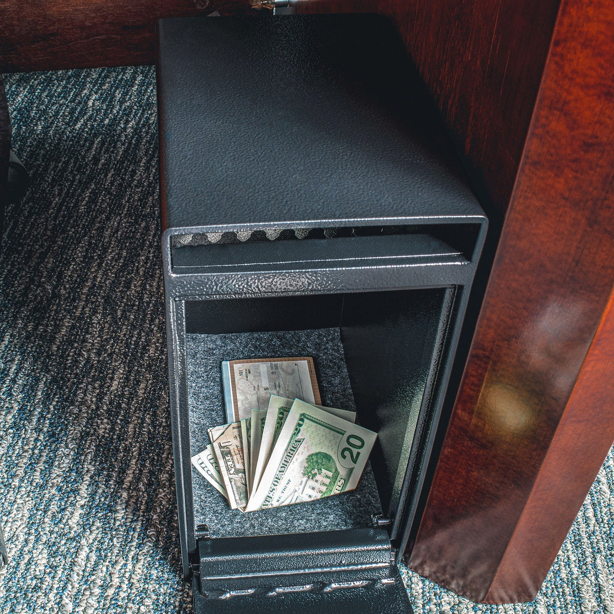 Dual Key Depository Safe with Anti-Fishing Baffle - Black