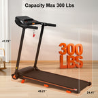 2.5Hp Quiet Folding Treadmill with Heart Rate Sensor - Black
