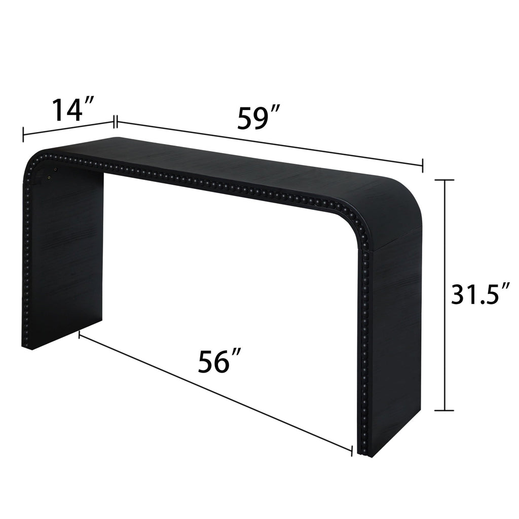 Waterfall Console Table with Seamless Curved Design - Light Brown, White, Black