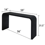 Waterfall Console Table with Seamless Curved Design - Light Brown, White, Black