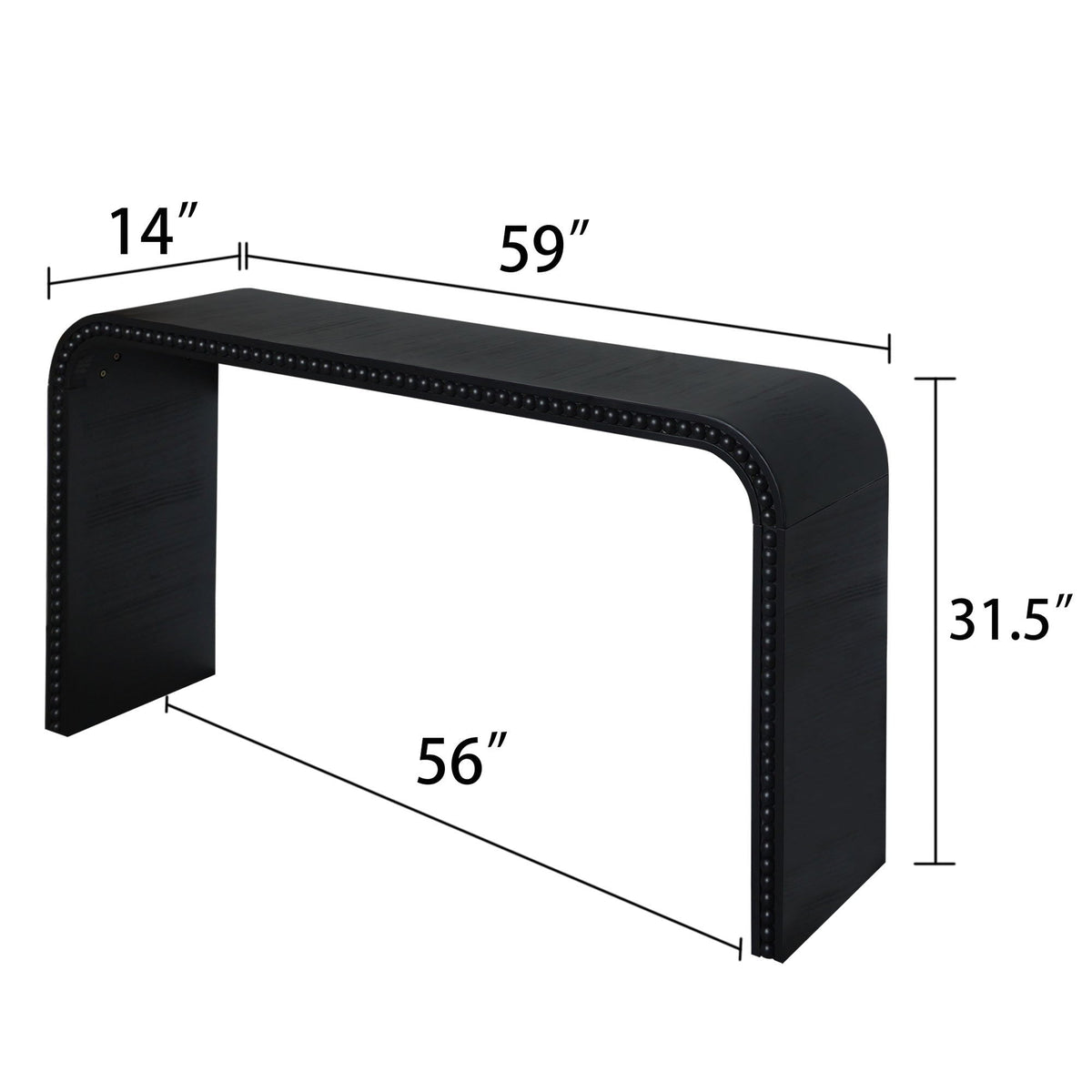 Waterfall Console Table with Seamless Curved Design - Light Brown, White, Black