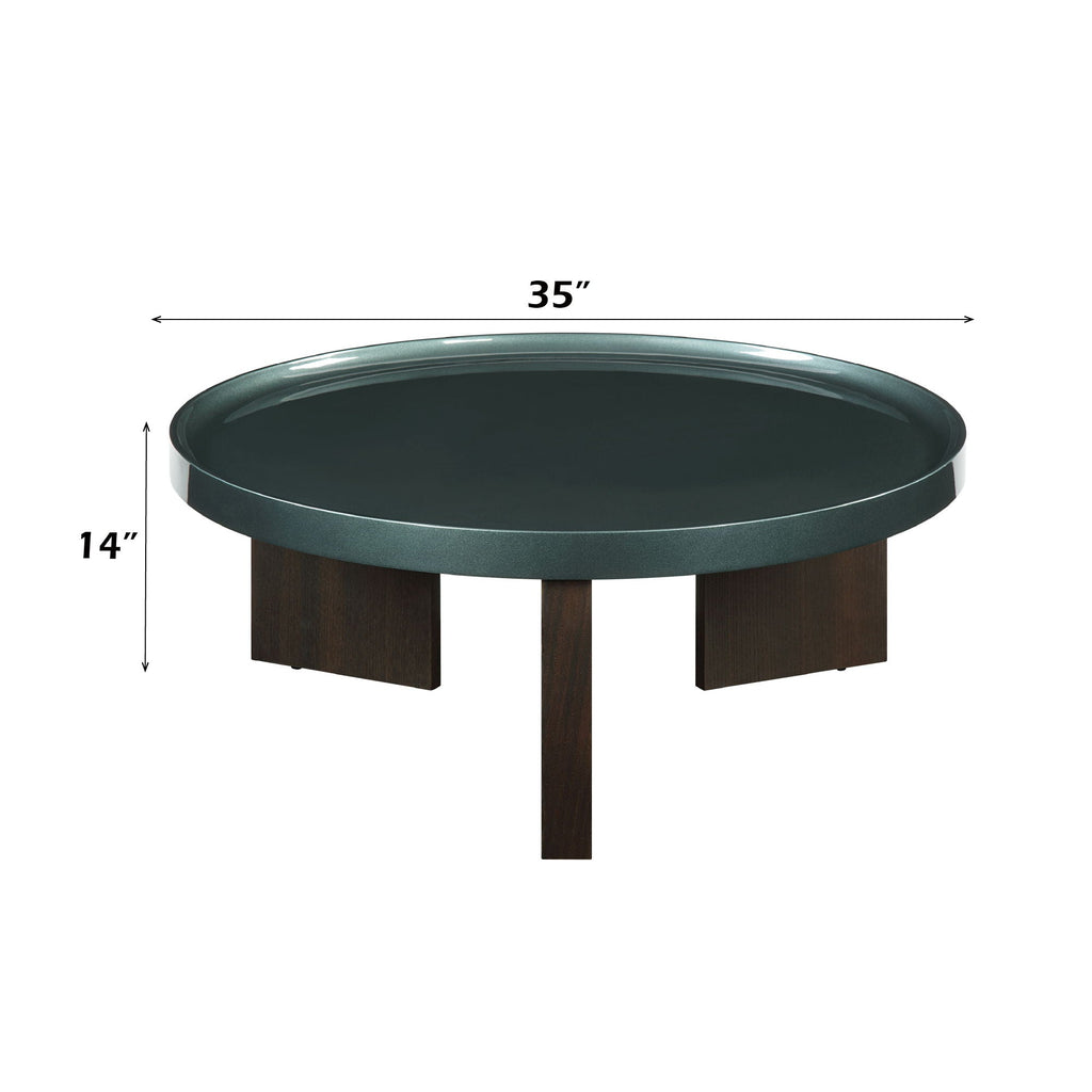Elegant Design Coffee Table with High Gloss Top - Dark Green or Dark Brown