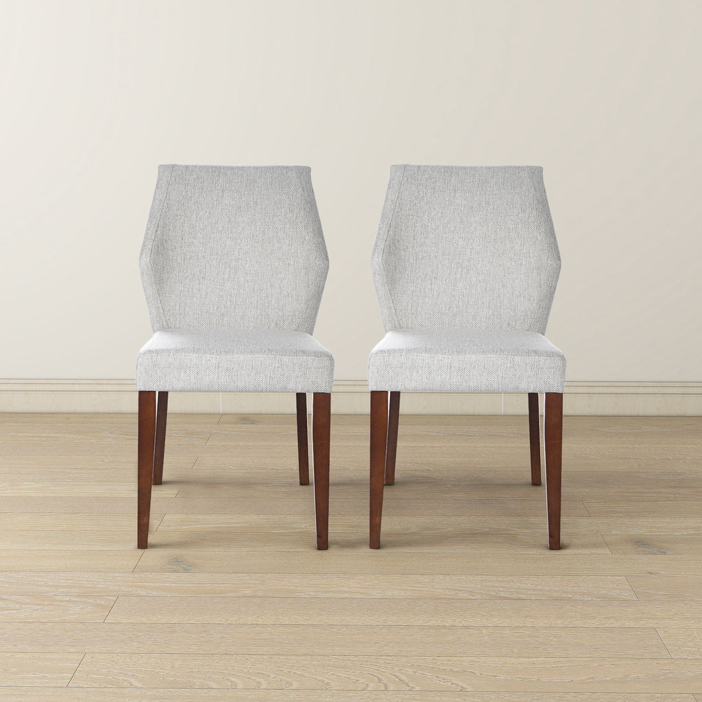 Light Gray Dining Chair Set of 2 with Solid Wood Frame - Upholstered