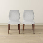 Light Gray Dining Chair Set of 2 with Solid Wood Frame - Upholstered
