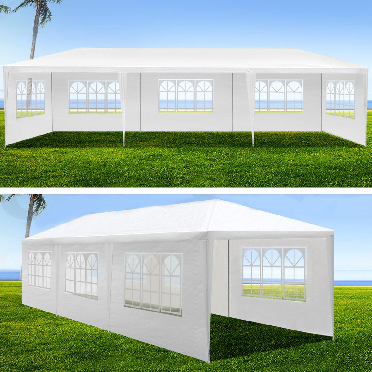 10x30' Outdoor Garden Gazebo Canopy with 8 Removable Sidewalls - White
