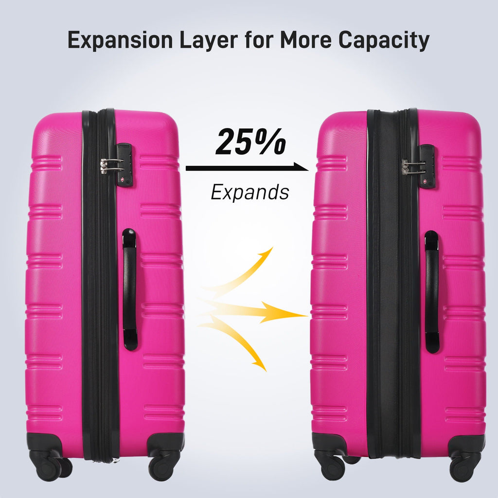 3 Piece Hardside Spinner Luggage Set with TSA Lock - Blue, Purple, Pink, Beige