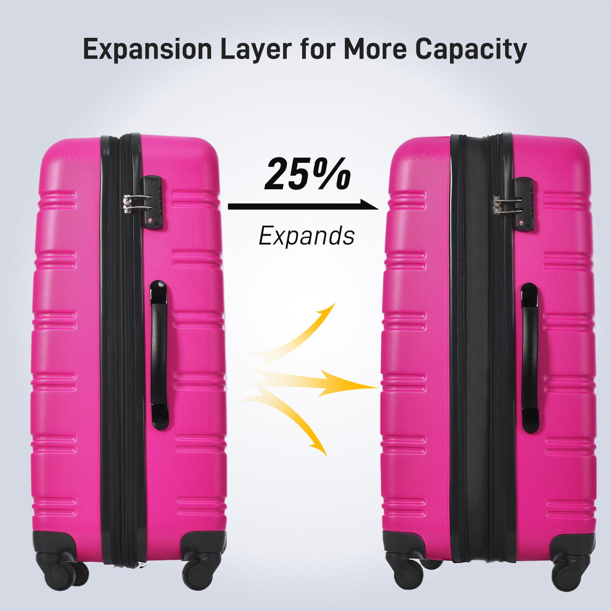 3 Piece Hardside Spinner Luggage Set with TSA Lock - Blue, Purple, Pink, Beige