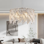 24" Round Silver Crystal Chandelier with K9 Crystals - Chrome