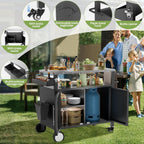 Outdoor Grill Cart With Storage, Rolling Bar Cart