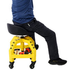 Pneumatic 360 Degree Swivel Creeper Stool with Adjustable Height - Red, Yellow, Green, Dark Gray