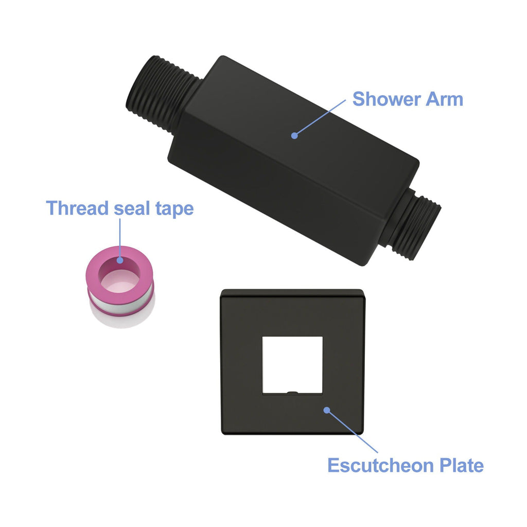 Ceiling Mounted Shower Arm with Flange Stainless Steel - Black or Gray
