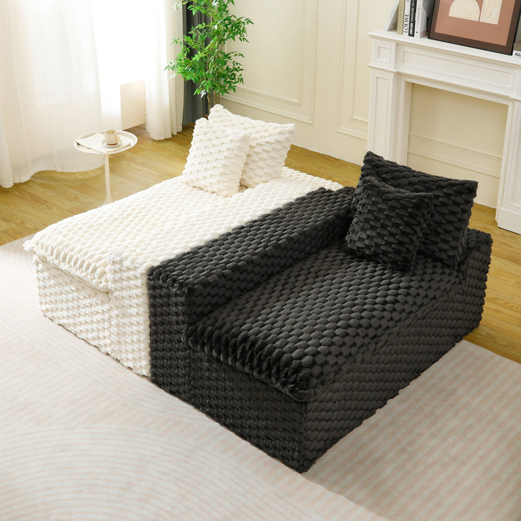 Luxury Multifunctional Sofa for Living Room with Adjustable Layout - Black, Dark Green, White, Pink