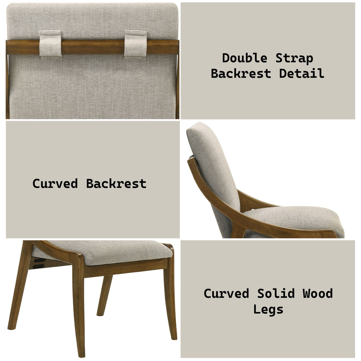 Danzel Side Chair Set with Padded Seat & Oak Frame - Gray