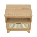 Modern Cane Accent Nightstand with 1 Drawer - Black or Light Brown