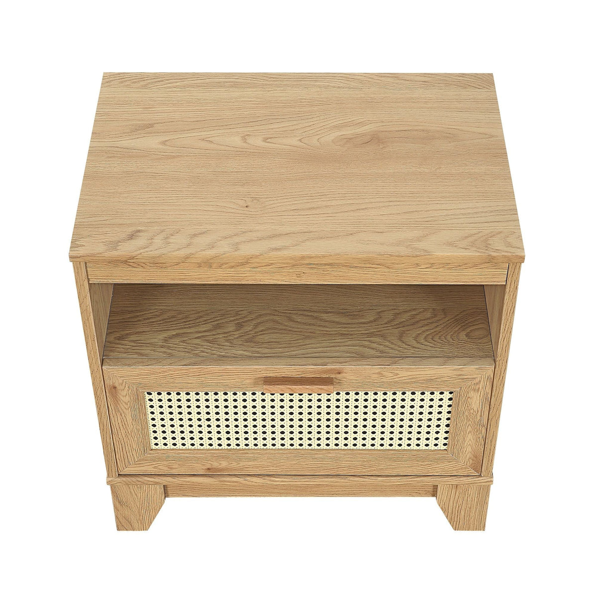 Modern Cane Accent Nightstand with 1 Drawer - Black or Light Brown