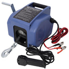 Reversible Electric 12V Trailer Winch with Galvanized Wire Rope - Blue