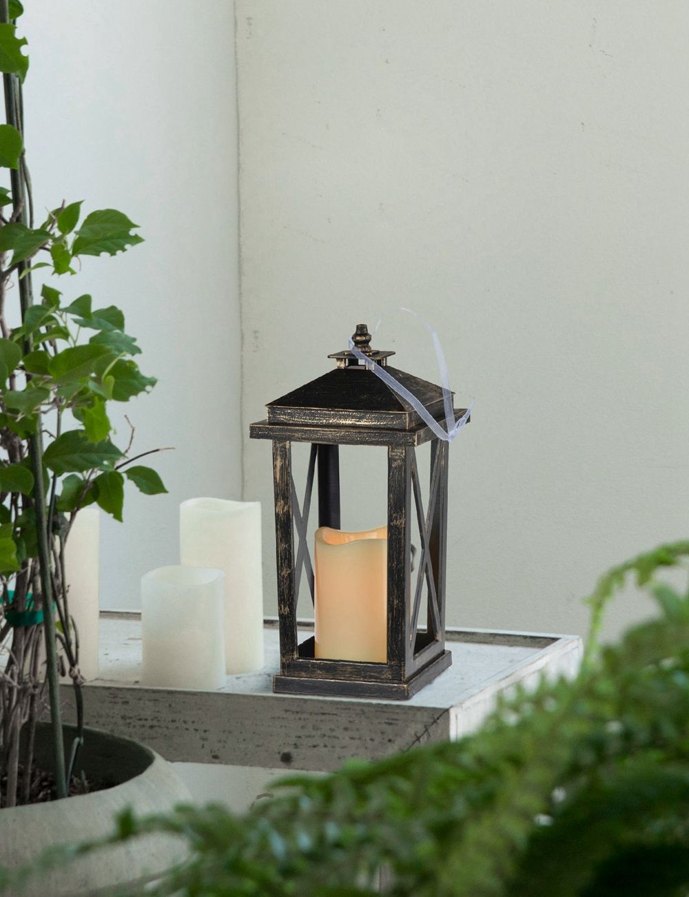 Black Lantern With LED Candle Set of 2 - Battery Operated