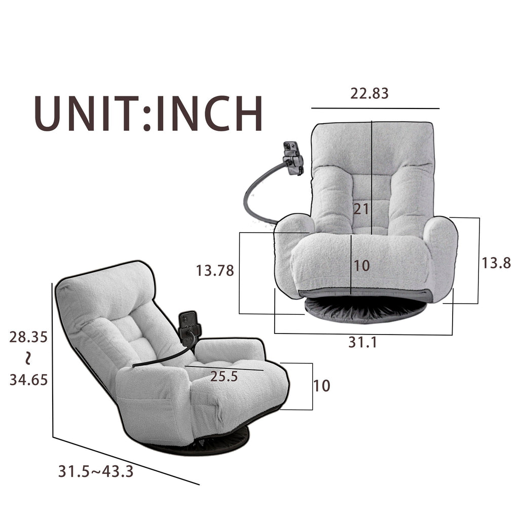 Adjustable Swivel Lounge Chair with 360° Rotating Seat and Headrest Support - Multiple Colors