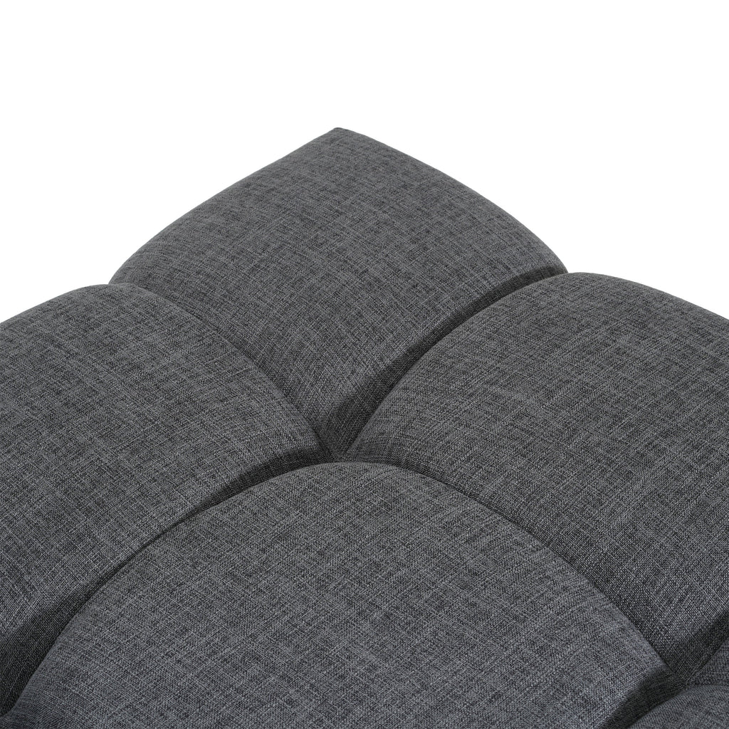 Modern Upholstered Deep Biscuit-style Tufted Ottoman with Square Profile - Gray or White