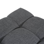 Modern Upholstered Deep Biscuit-style Tufted Ottoman with Square Profile - Gray or White