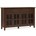 Large 4 Door Sideboard Buffet with Glass Doors - Russet Brown