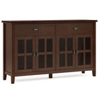Large 4 Door Sideboard Buffet with Glass Doors - Russet Brown