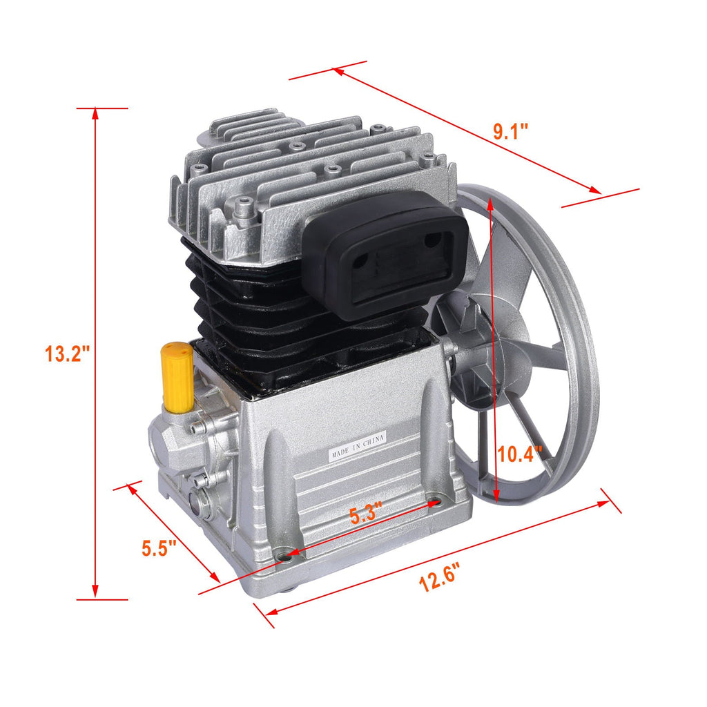 Piston 3Hp Air Compressor Head Pump with 2.2Kw Power - Silver