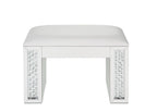 Nysa Rectangular Armless Stool with Mirrored Glass Base - Faux Leather