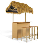 Hawaiian-Style Bar Height Patio Set with Acacia Wood Top - Natural