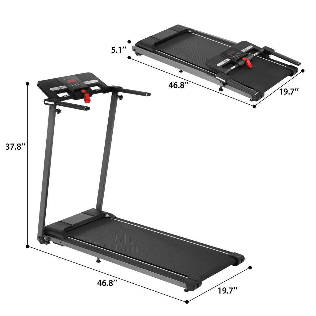Folding Walking Pad Treadmill with Incline - Black