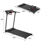 Folding Walking Pad Treadmill with Incline - Black