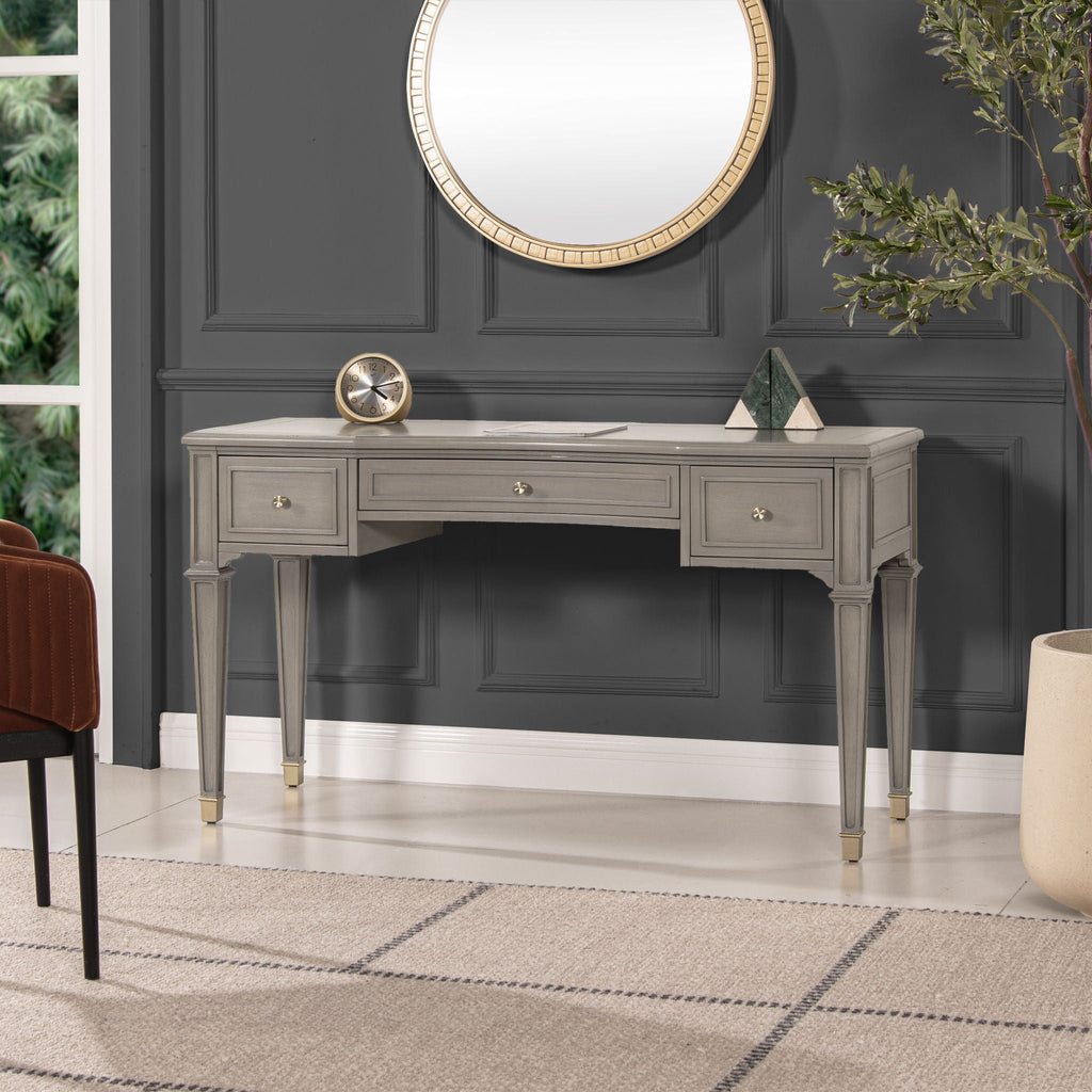 Dauphin 3 Drawer Executive Desk with Soft-Close Drawers - Light Brown or Gray