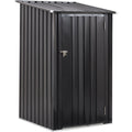 Outdoor Steel Storage Shed with Lockable Door - Black
