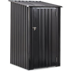 Outdoor Steel Storage Shed with Lockable Door - Black