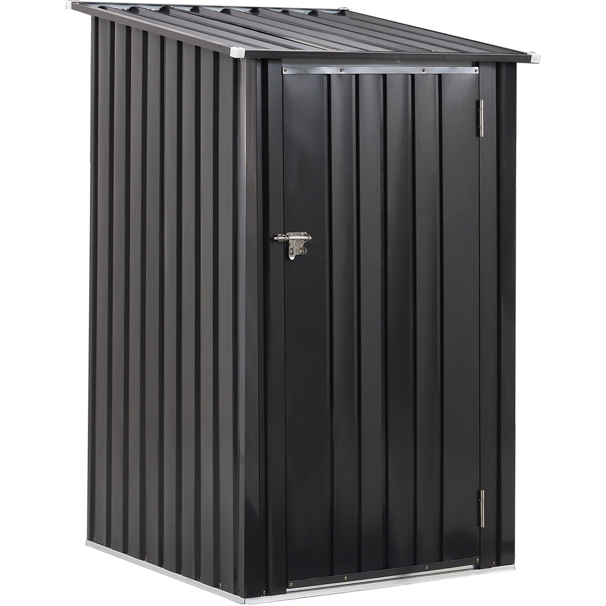 Outdoor Steel Storage Shed with Lockable Door - Black