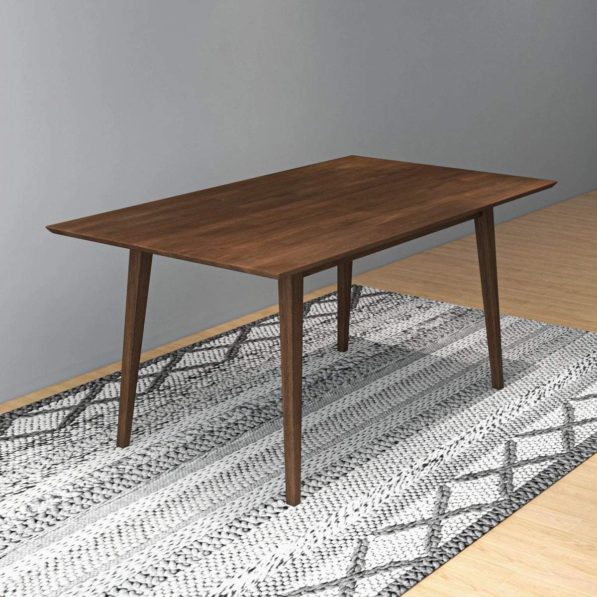Modern Rectangular Dining Table with Solid Wood Construction - Dark Brown or White
