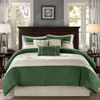 Faux Suede Comforter Set with Hypoallergenic Filling - Green