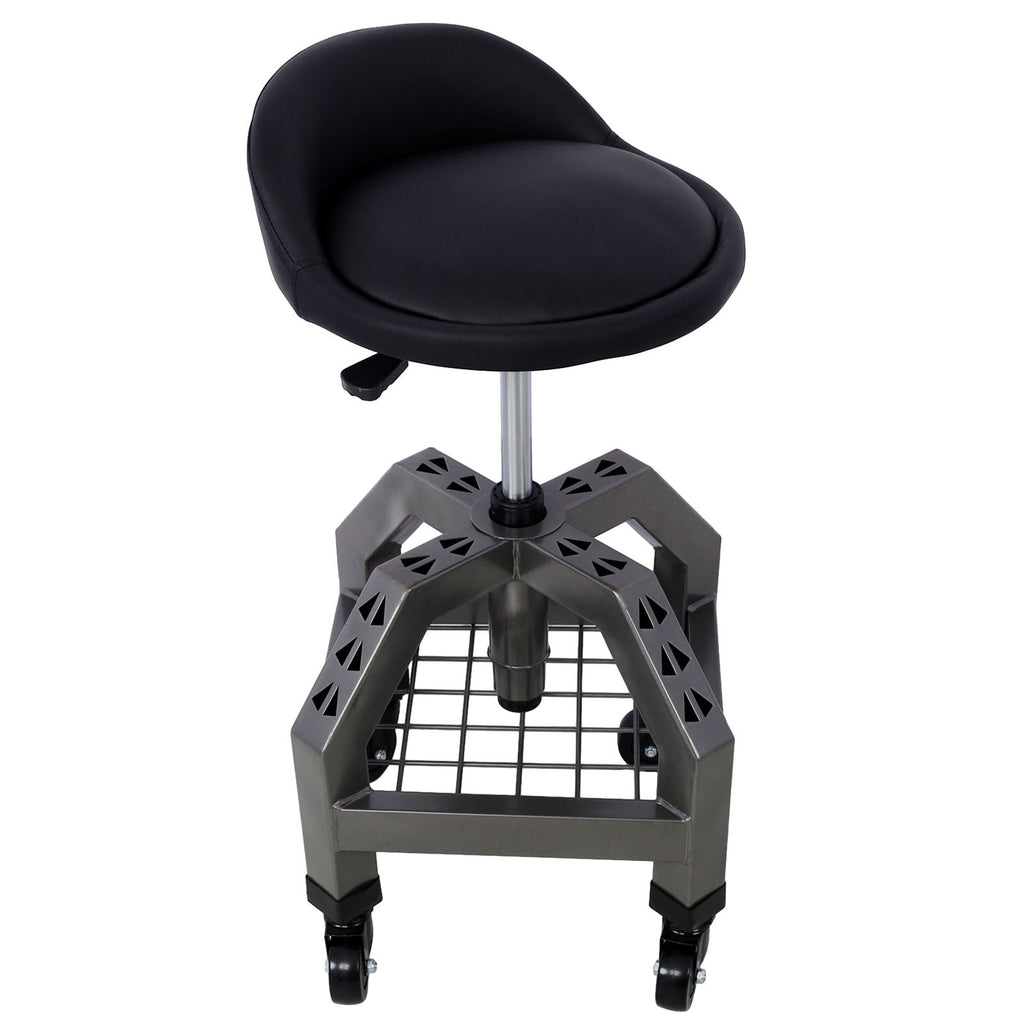 Pneumatic 360 Degree Swivel Creeper Stool with Adjustable Height - Red, Yellow, Green, Dark Gray