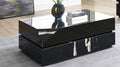 Mirrored Coffee Table with Tempered Glass Top - Black