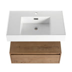 Wall Mounted Bathroom Vanity with Resin Sink and Soft Close Drawer - Imitative Oak
