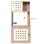 Cat Tree with Litter Box Enclosure and Large Hammock - Gray & White
